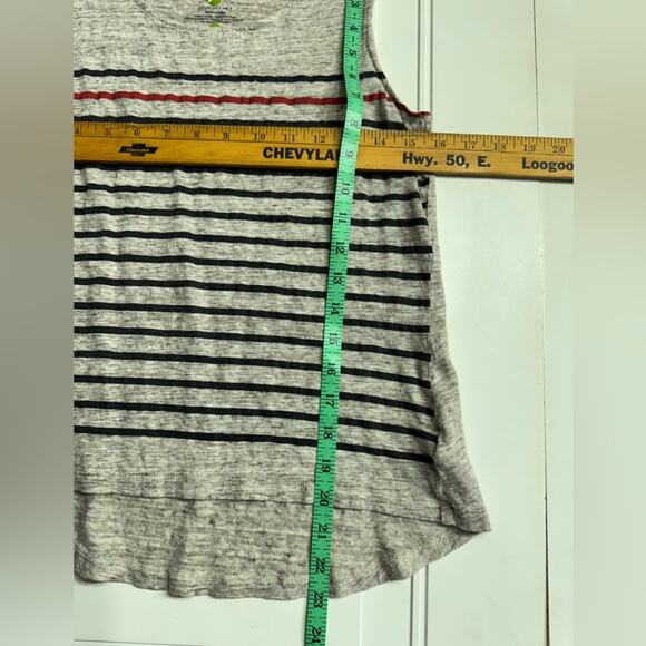 Dakini Women’s Gray Striped 100% Linen Tank Top Size Medium M - Picture 3 of 4